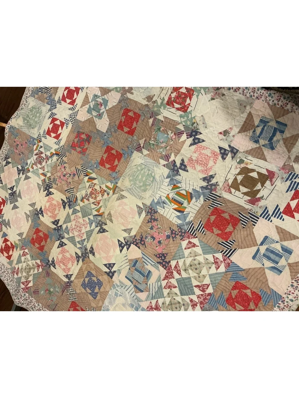Antique Handmade Quilt 1910s 1920s Feedsack Full Size Heirloom